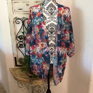 Floral colorful print kimono